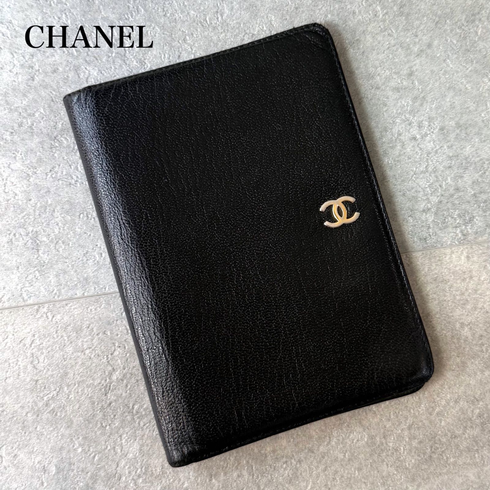 CHANEL シャネル ココマーク 二つ折り財布 手帳型 レザー ブラック 