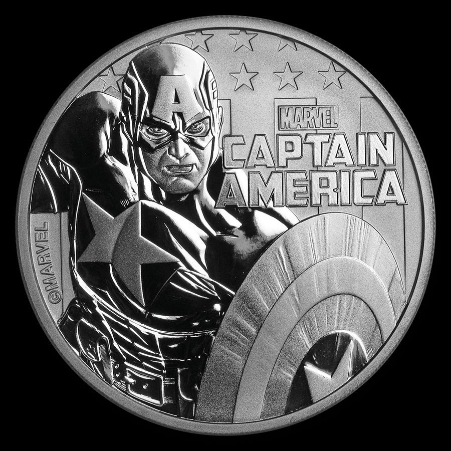[保証書・カプセル付き] 2019年 (新品) ツバル「マーベル・キャプテン アメリカ」純銀 1オンス 銀貨