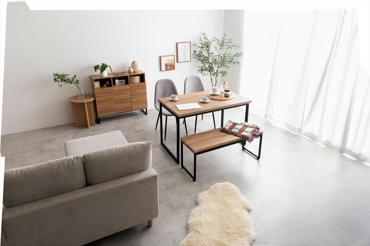 4点セット】Moku 幅110cmダイニングテーブル+ダイニングベンチ+