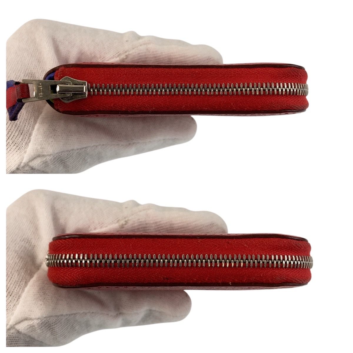 【カーフスキン&彩り】Hermes シルクイン コンパクト ウォレット 美品 HERMES エルメス アザップシルクイン コンパクト