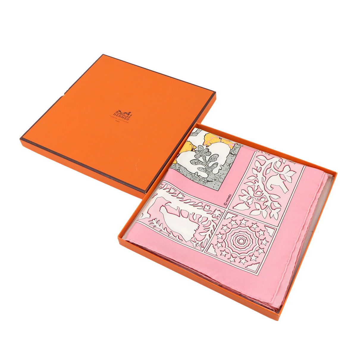 エルメス HERMES カレ 90 大判 スカーフ Early America 古き良きアメリカ シルク ピンク Carre Scarf 90289098