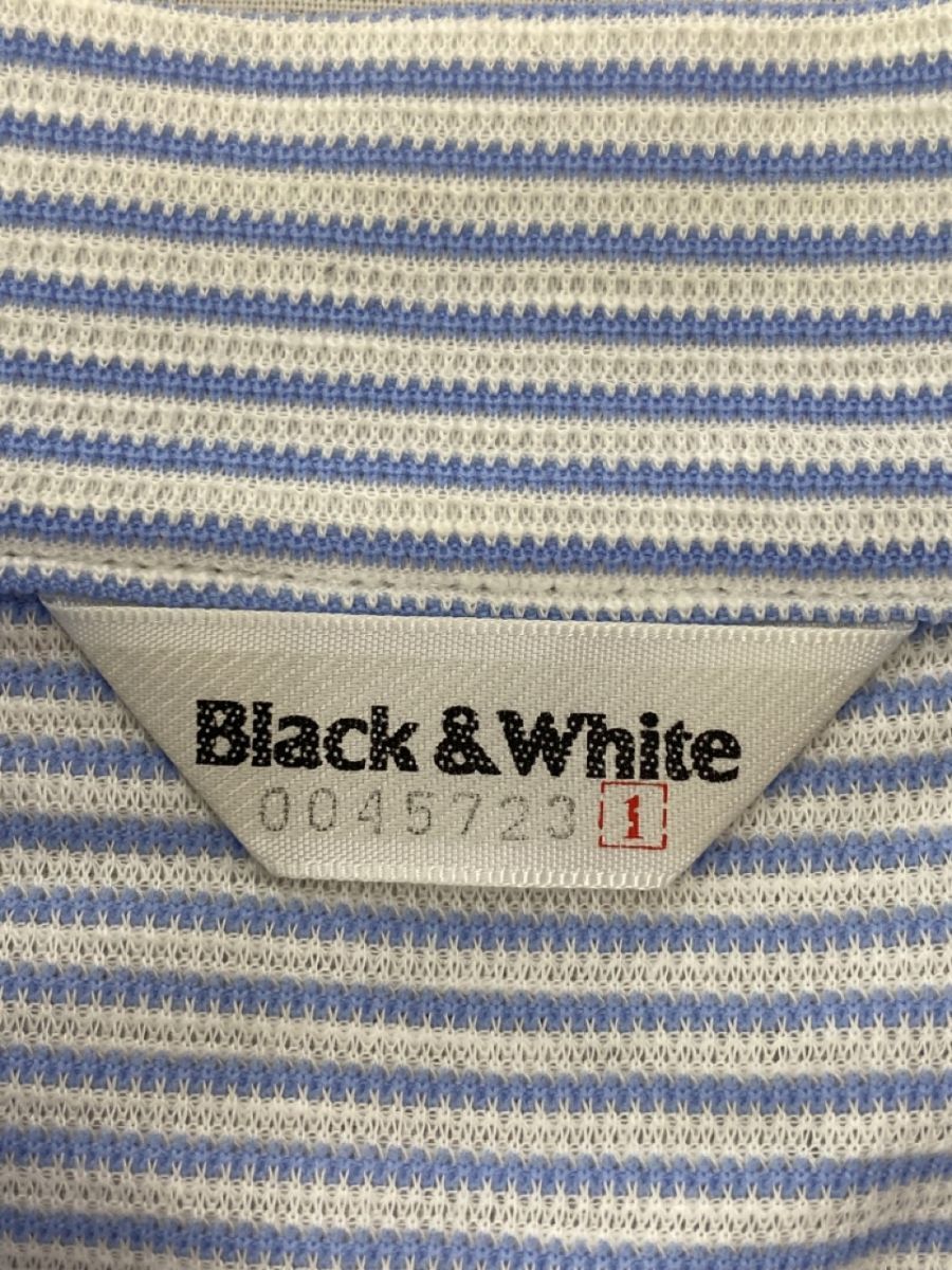 BLACK&WHITE ブラック＆ホワイト ボーダー ハーフジップ カットソー size1/水色 ■■ レディース - メルカリShops