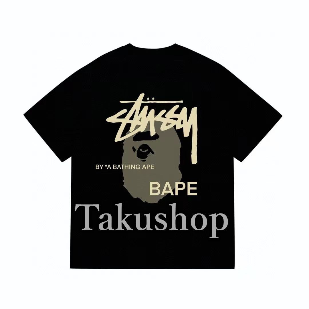 BAPE×STUSSY SHARK TEE ロゴ Tシャツ ブラック ホワイト