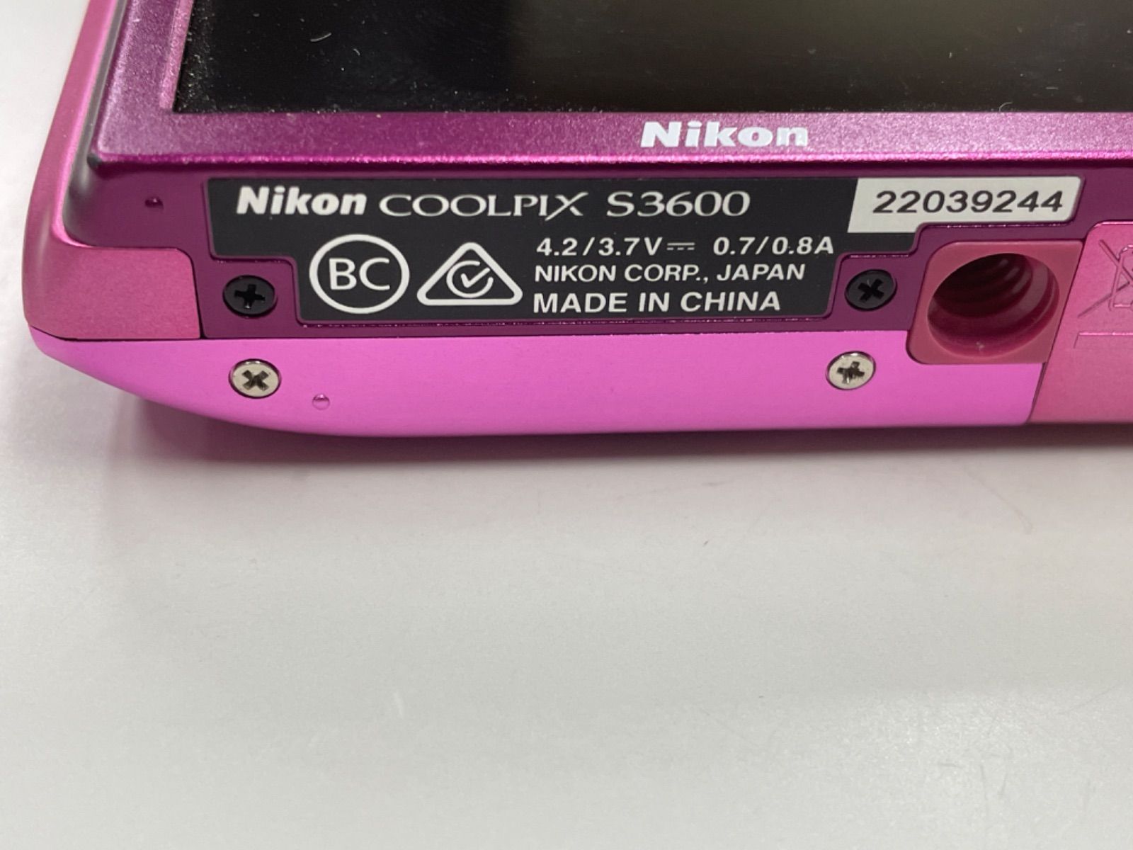 外装美品 Nikon COOLPIX S3600 ピンク ジャンク】ニコン COOLPIX S3600