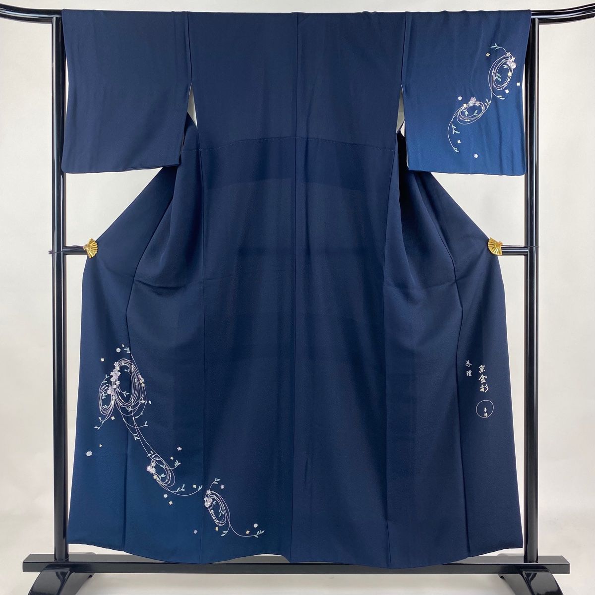 付下げ 身丈157cm 裄丈65cm M 単衣 吹き寄せ ぼかし 青灰色 正絹 美品  