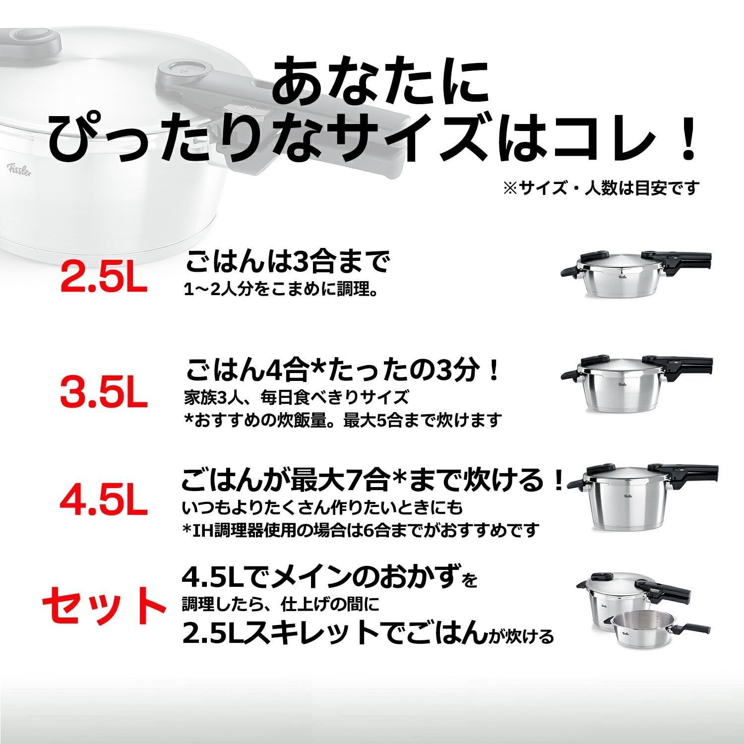 圧力鍋 ビタクイック 3.5L ガス (Fissler) IH 対応 2～3人向 pressure 
