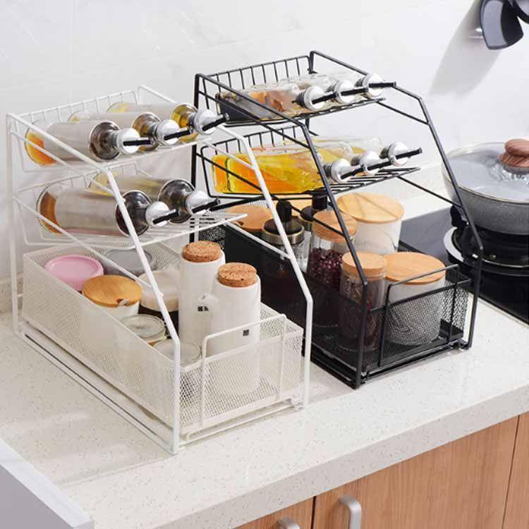 引き出し式多機能 大容量 キッチン下 スライド 引き出し