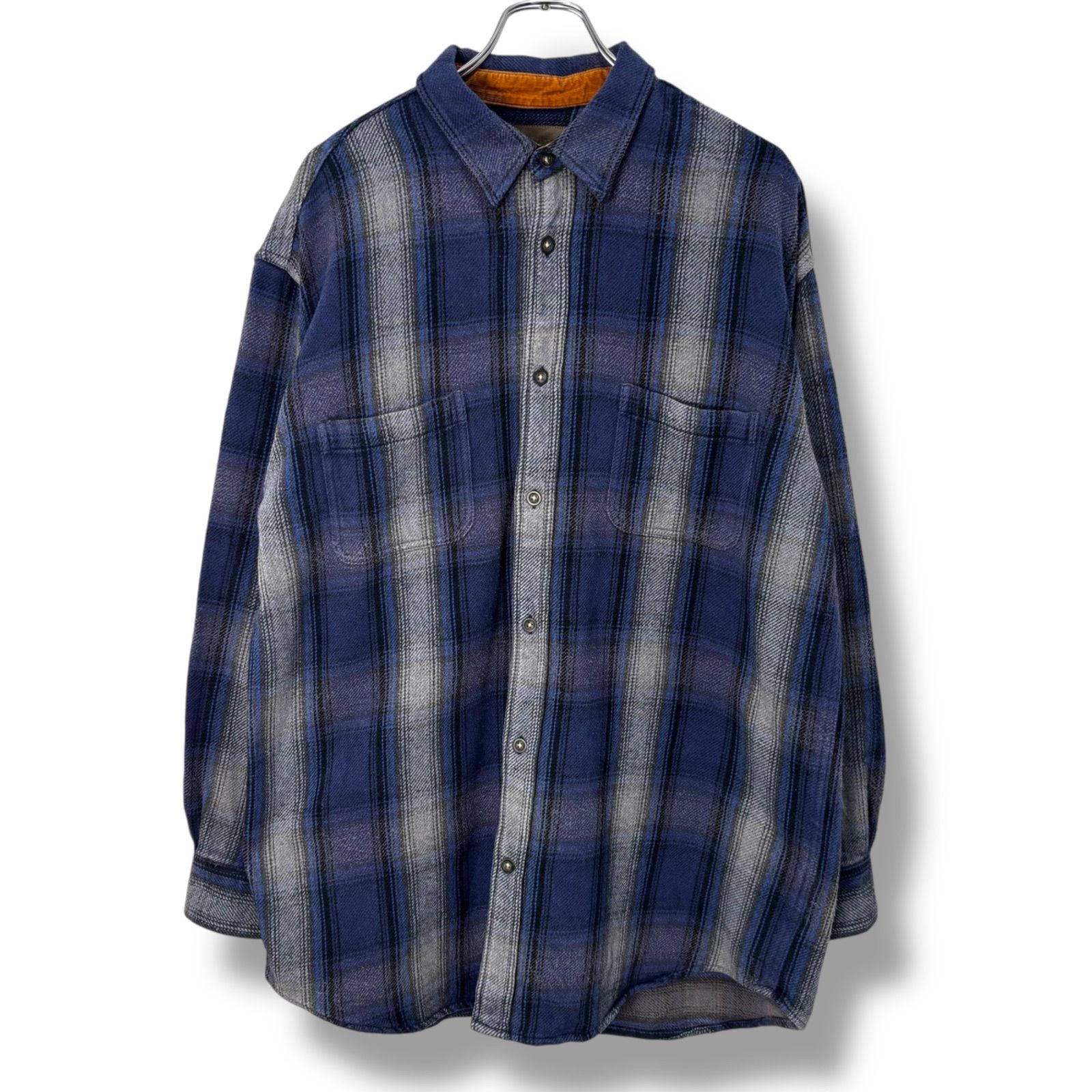 90s 00s ST.JOHN S BAY Ombre Check Heavy Flannel Shirts XL 2000年代 セントジョンズベイ ヘビーネルシャツ ヘビネル ネルシャツ チェック プレイド オンブレ シャドーチェック