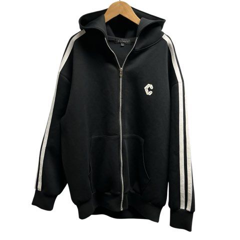 cronosパーカーL CRONOS DOUBLE STRIPES ZIP HOODIE【BLACK×BLACK】
