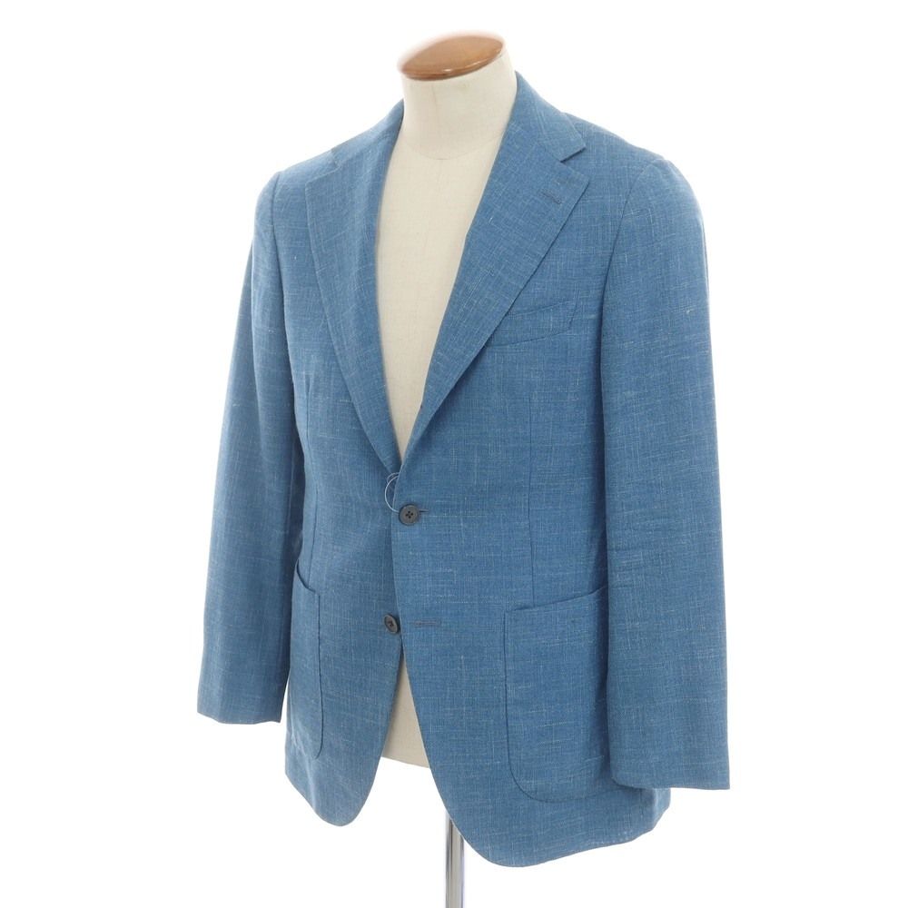 Belvestベルベスト シルクリネンライトグレージュテーラードジャケット46 Belvest（ベルベスト）リネンアルパカシルクライトツィード