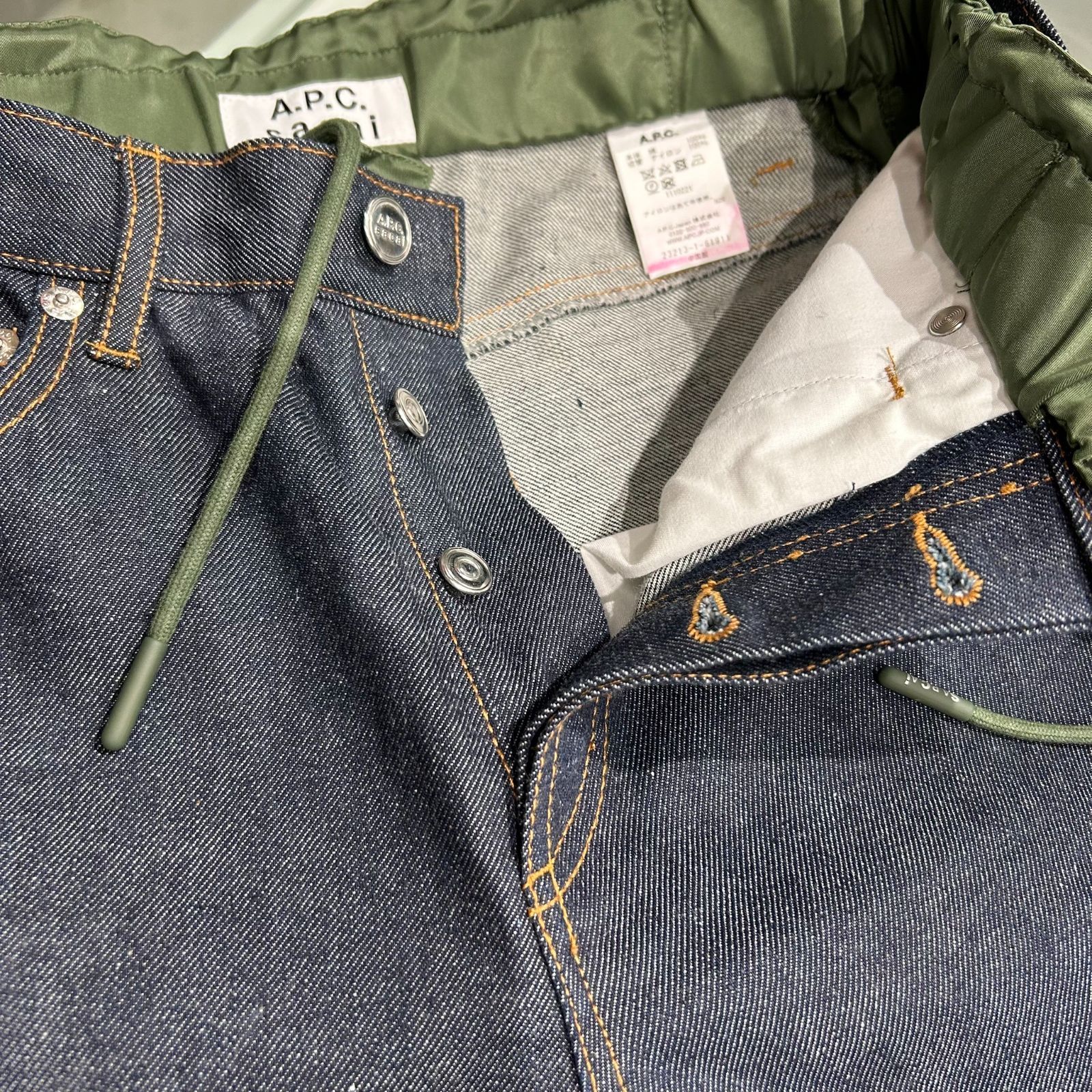 APC×Sacai 切替えデニム パンツ XS アーペーセー×サカイ - メルカリ