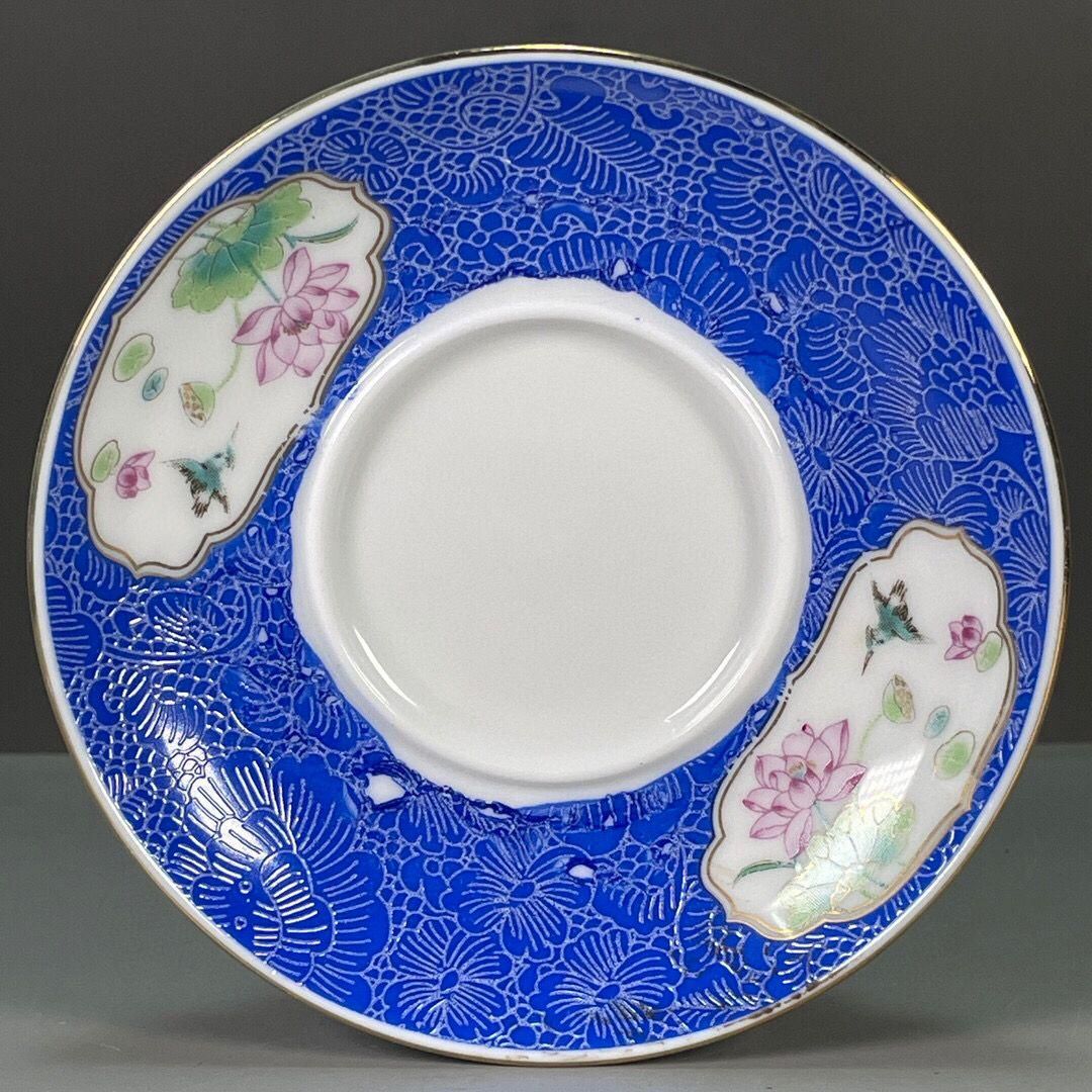 中国茶器 景徳鎮 青花釉里紅竜紋三才蓋碗 茶杯 新品未使用 景徳鎮七丞堂陶磁青花釉里紅双獅滾?球二才蓋碗 茶碗 煎茶器 新品