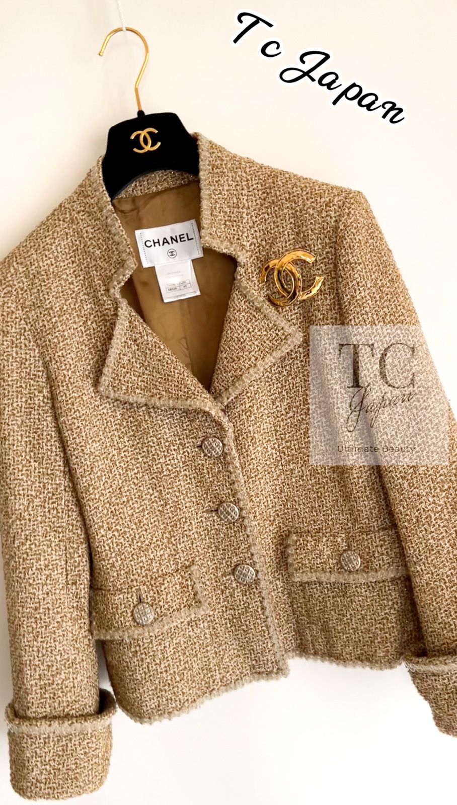 シャネル ジャケット CHANEL 68万 ゴールド ルサージュ ツイード