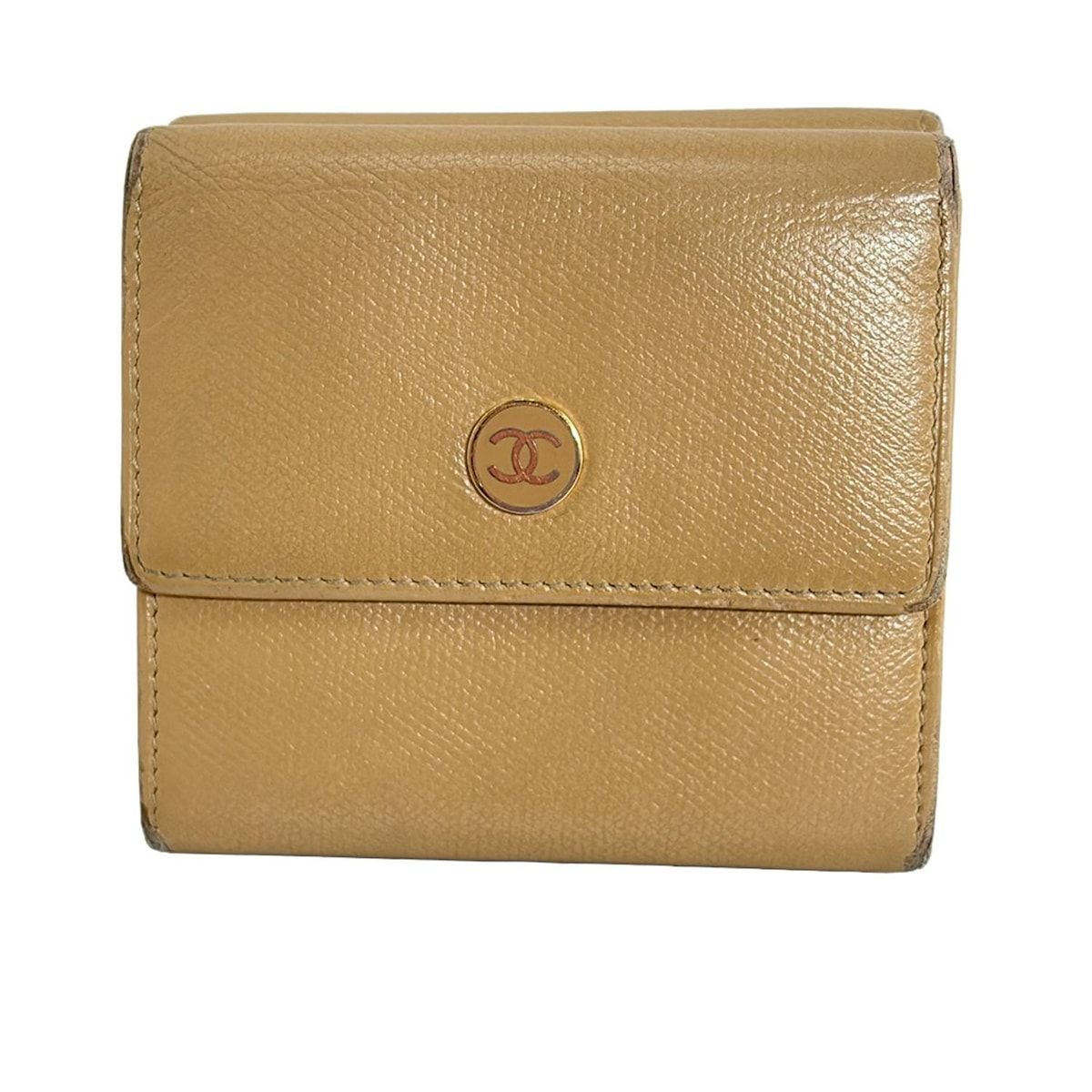 シャネル CHANEL ココボタン 本革 ベージュ 二つ折り財布 CHANEL シャネル 二つ折り 財布 レディース メンズ ココボタン