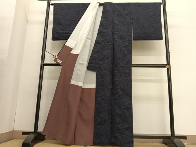 平和屋着物○本場結城玉紬 80亀甲 流水雪輪花文 やまと誂製 結織苑扱い  