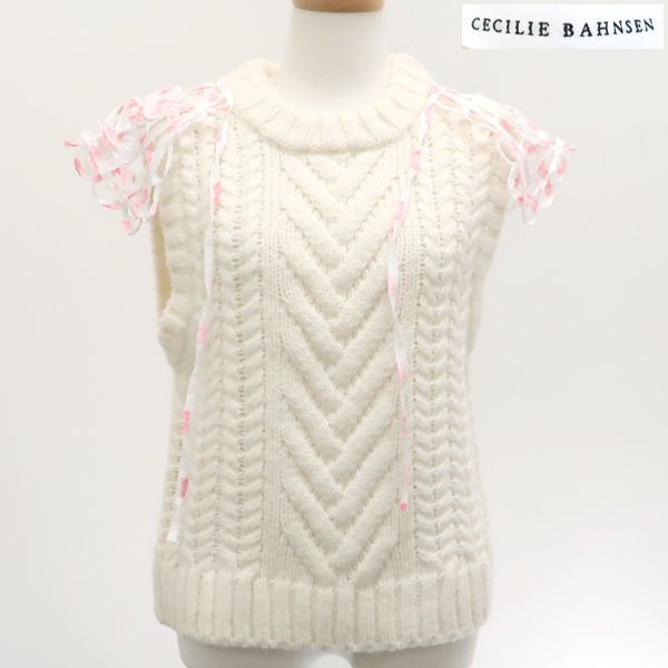 CECILIE BAHNSEN ニットベスト BRYNLEE VEST ウール アルパカ M/L 白 リボン 6513-343-0980  SS21.04-0039 セシリーバンセン ◇送料込◇質屋-10250 - メルカリ