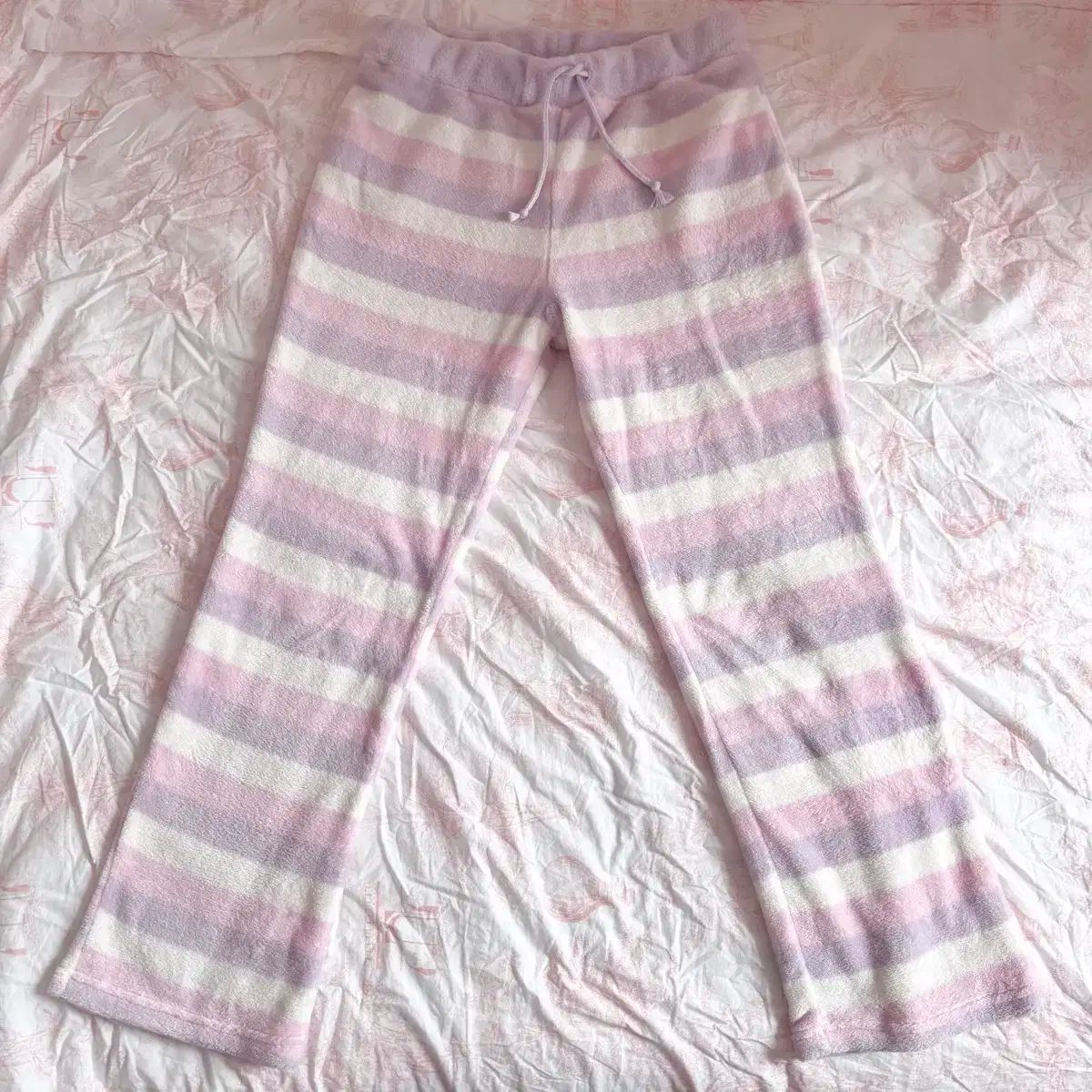 【店内全品大特価!!】 ラベンダー ピンク ストライプ フード付きジップアップ-パンツ ルームウェア set ヴィンテージ 日本ブランド ギャル 激安価額!