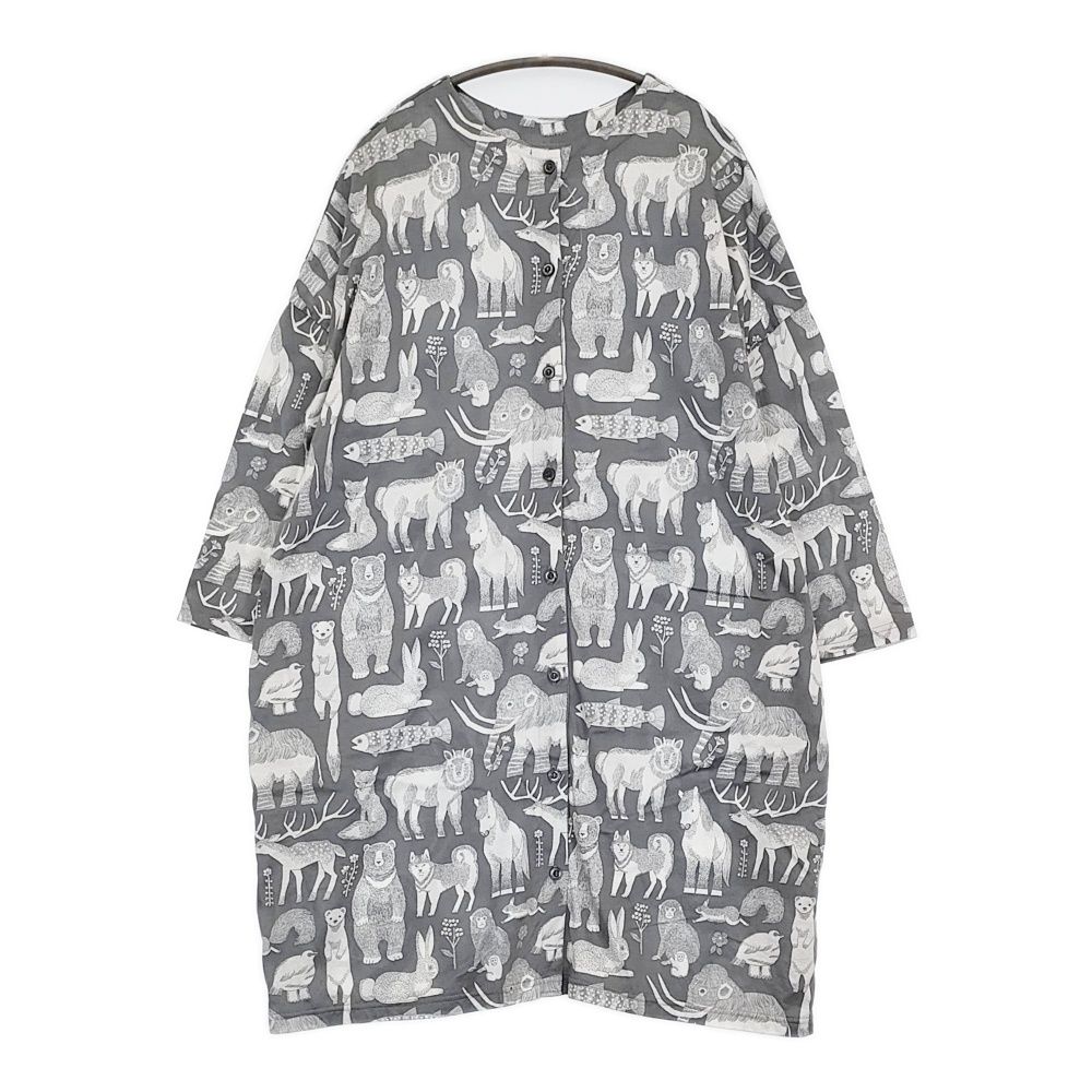 美品／marble SUD マーブルシュッド 動物 バンドカラーシャツ アニマル