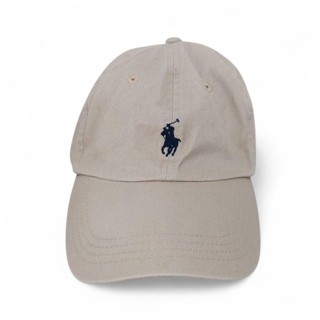 【極美品】POLO RALPHLAURENキャップ帽子ベージュポニー刺繍ネイビー 美品 POLO RALPH LAUREN ポロ ラルフローレン キャップ 帽子