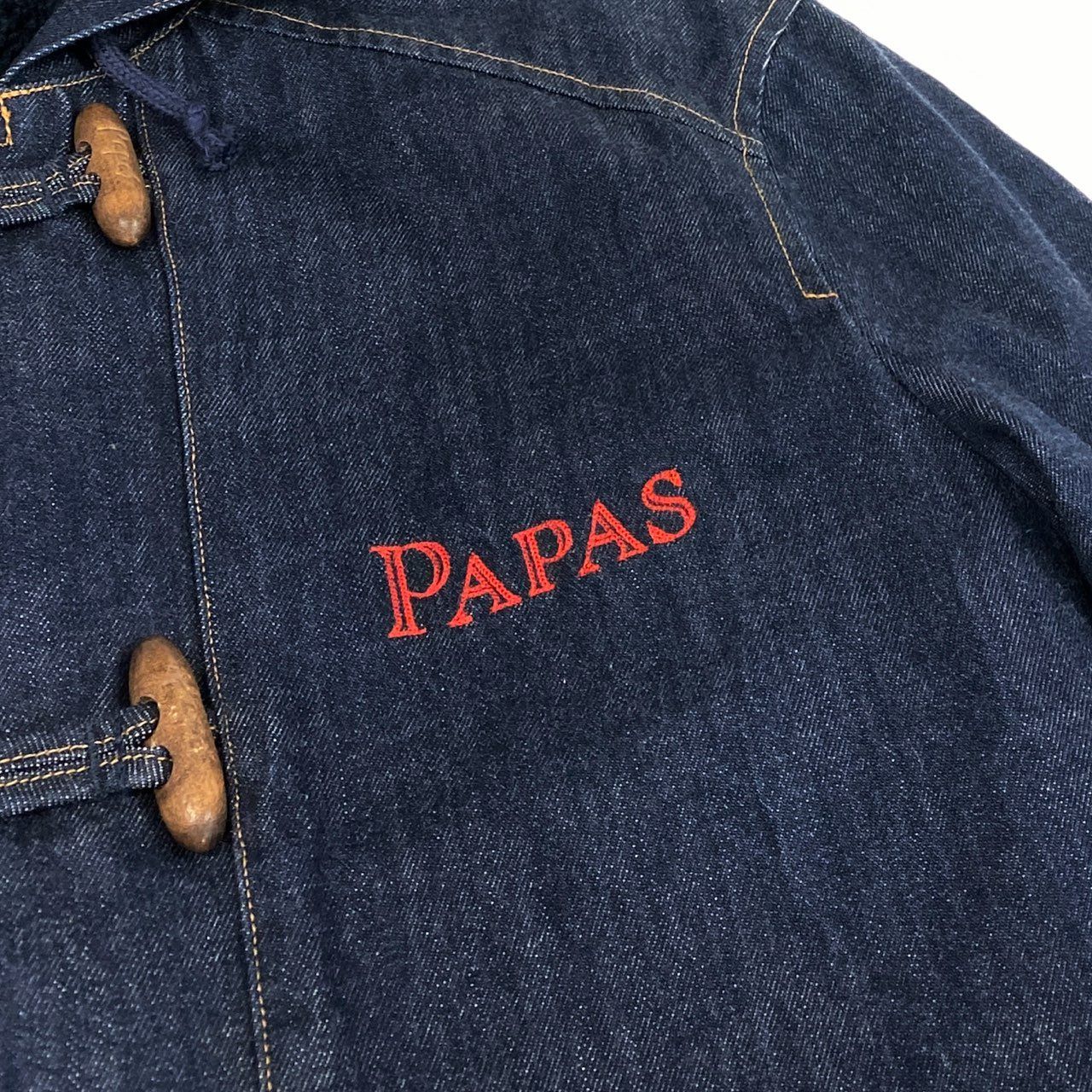 美品】パパスPAPAS デニムダッフルコート Lサイズ