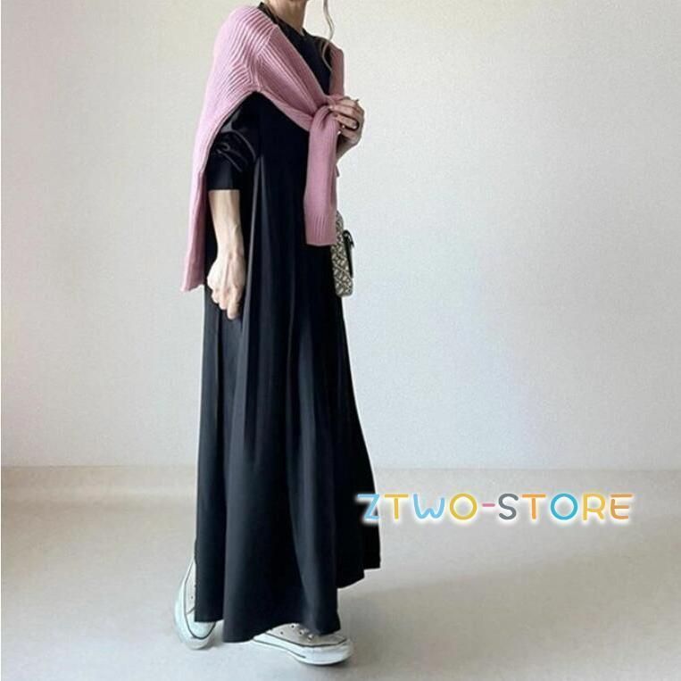 無地 シャツワンピース