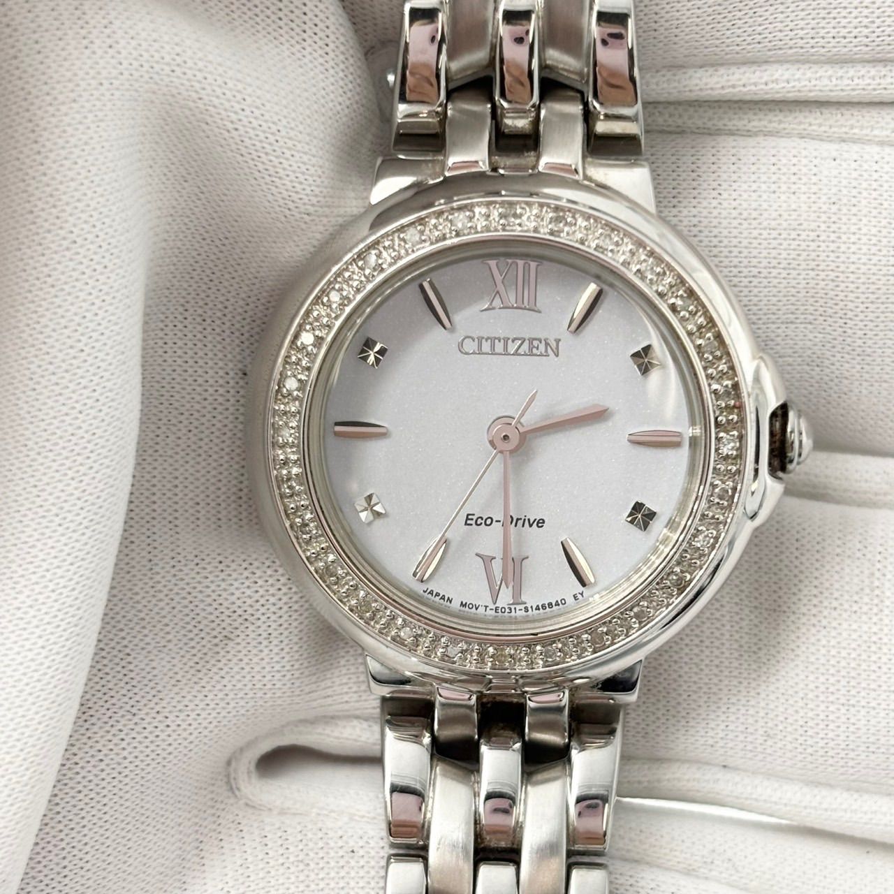 シチズン CITIZEN エコドライブ ダイヤ ベゼル レディース 腕時計 E031