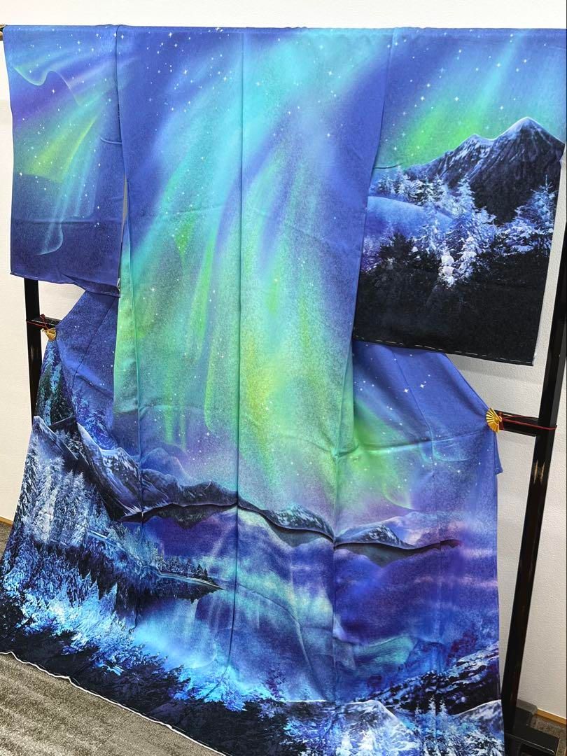訪問着 未仕立て品 仮絵羽 銀通し オーロラ 正絹 八掛付き 大衆演劇