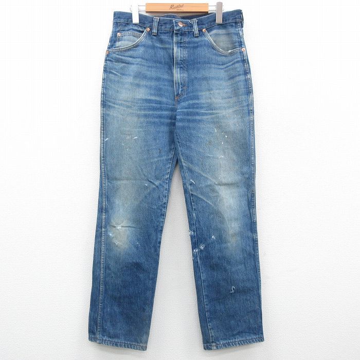 W34/古着 ランズエンド ジーンズ メンズ 90s ヒゲ コットン タロン 紺 ネイビー デニム spe 24sep06 中古 ボトムス ジーパン Gパン ロング 