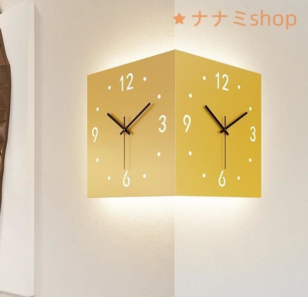 コーナークロック両面壁掛け時計リビングルームクリエイティブシンプルモダン両面壁掛け時計パンチフリーファッションコーナークロック