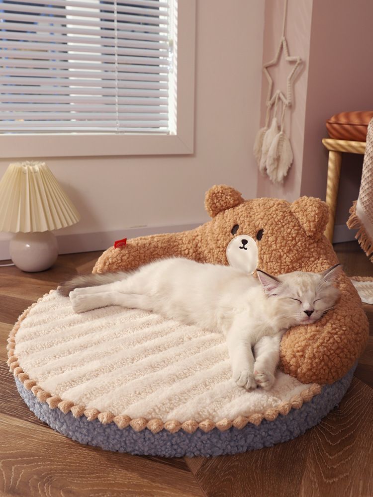 猫と子犬のための丸いペットのベッド 暖かい快適なペットベッド