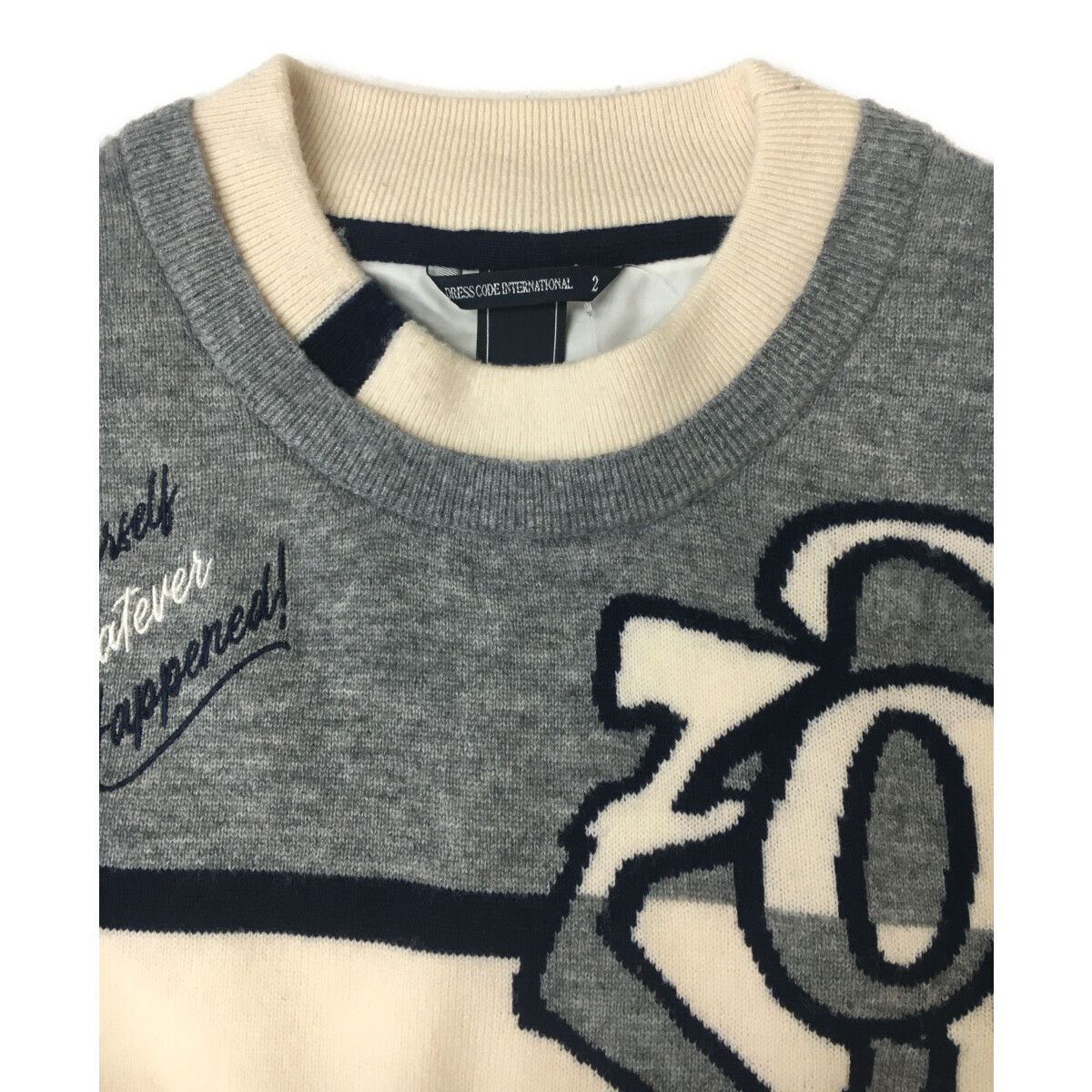 ZOY - coco 中古 ゾーイ ZOY メンズ セーター 2(L) ホワイト 白×グレー 長袖 裏地付き ニット プルオーバー 中古 メンズ ゾーイ ZOY セーター 2(L) ホワイト 白×グレー 長袖