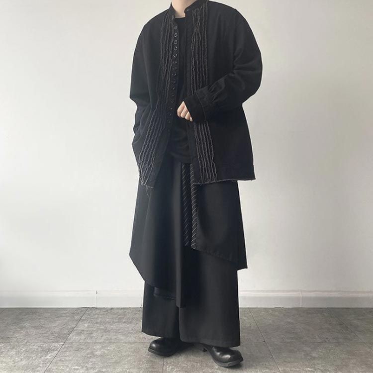 ワイドパンツ メンズ 袴パンツ ロング丈 イレギュラー フレアパンツ