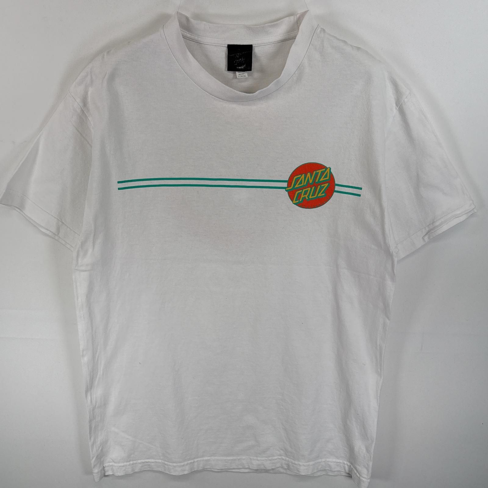 古着 サンタクルーズ SANTACRUZ 半袖Tシャツ 両面ラバープリント スケボー 肉厚  ホワイト 無地 メンズ