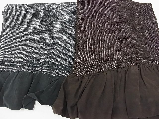 平和屋-こころ店男性　和装小物　兵児帯　総絞り　茶・灰青　逸品　AAAF5121Aay