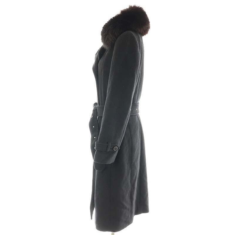 良品　コムサデモード　チェスターコート　黒 カシミヤ100%レディース　M コムサデモード COMME CA DU MODE チェスターコート カシミヤ