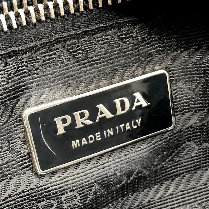 良品 PRADA プラダ 三角ロゴ プレート ナイロン テスート サフィアーノ トート バッグ ブラック k3366