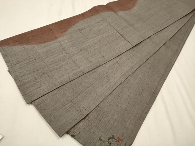 平和屋着物○中国三大刺繍 スワトウ相良刺繍 総刺繍 太鼓柄袋帯 紬地