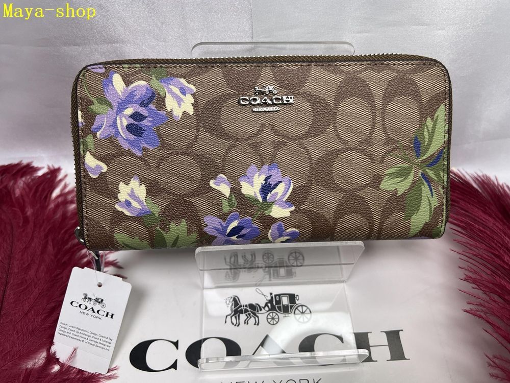 コーチ COACH 長財布 財布  シグネチャー アコーディオン ジップ アラウンド 財布 レディースフローラル リリィ プリント プレゼント クリスマス 贈り物 ギフト 敬老の日 新品未使用A182 F73345 12