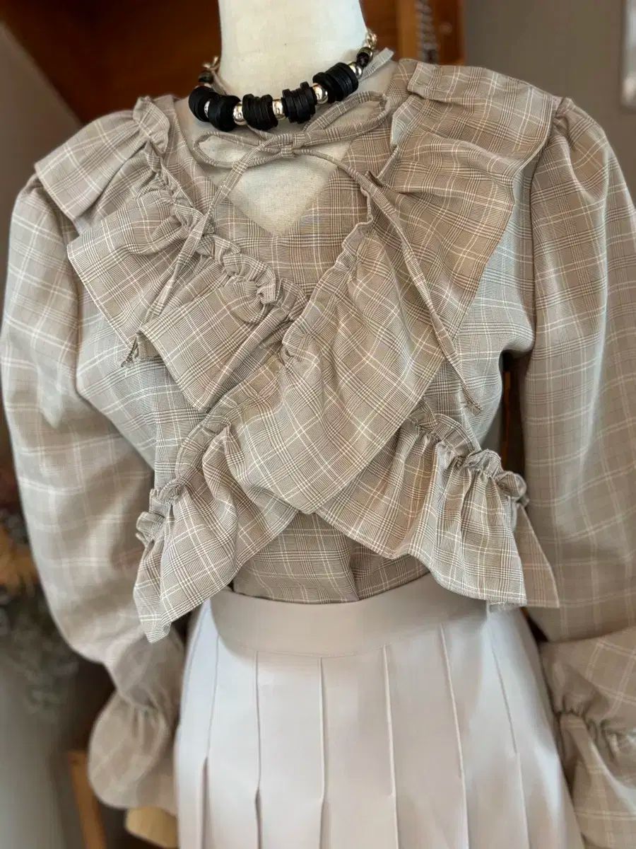  チェック フリル ブラウス プリーツ スカート セットアップ その他 ビジネススーツ