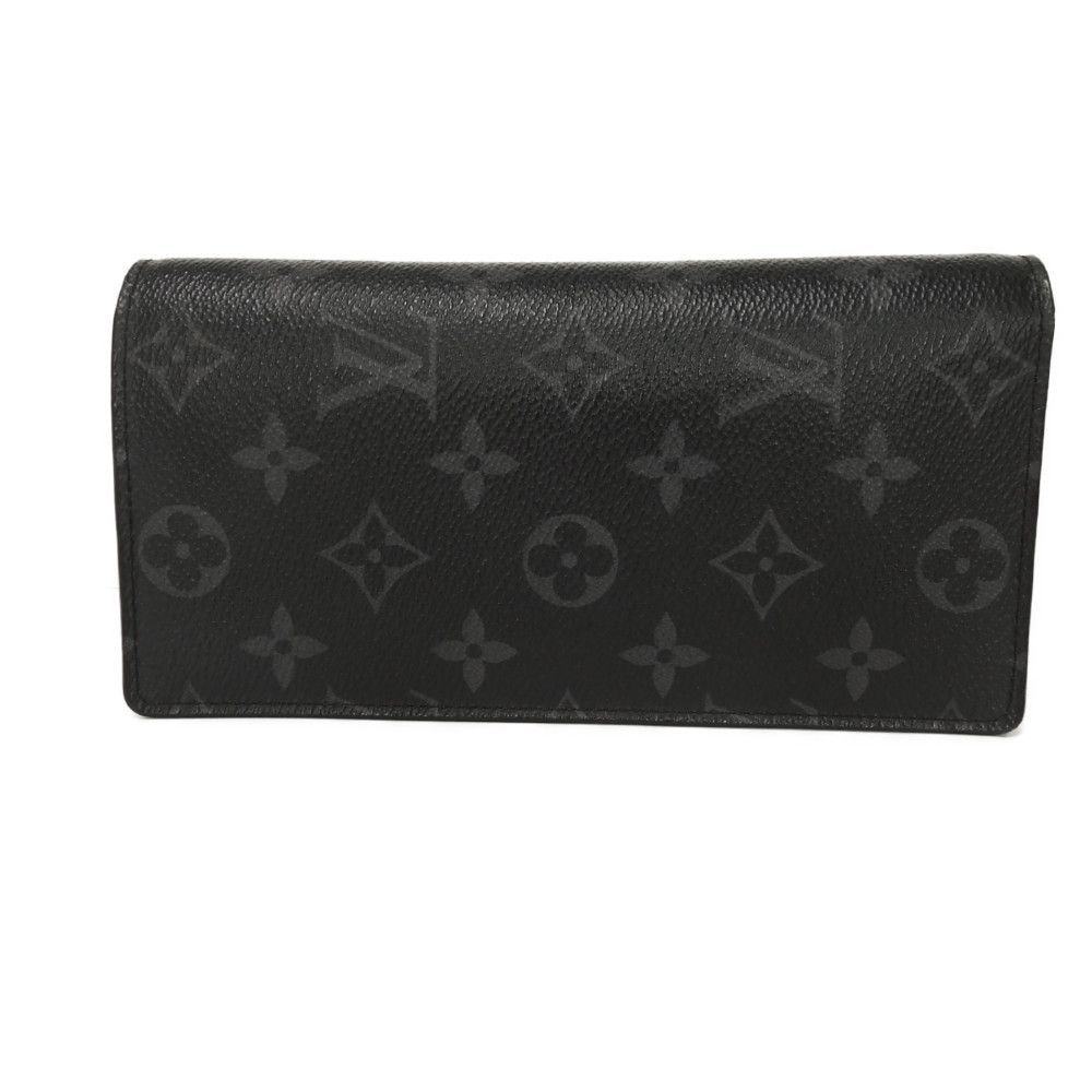 LOUIS VUITTON ルイ ヴィトン ポルトフォイユ ブラザ LVロゴ フラワー ブラック グレー 二つ折り マチ付き 札入れ カードケース コインケース ロングフラップウォレット モノグラム エクリプス ノワール 長財布 M61697