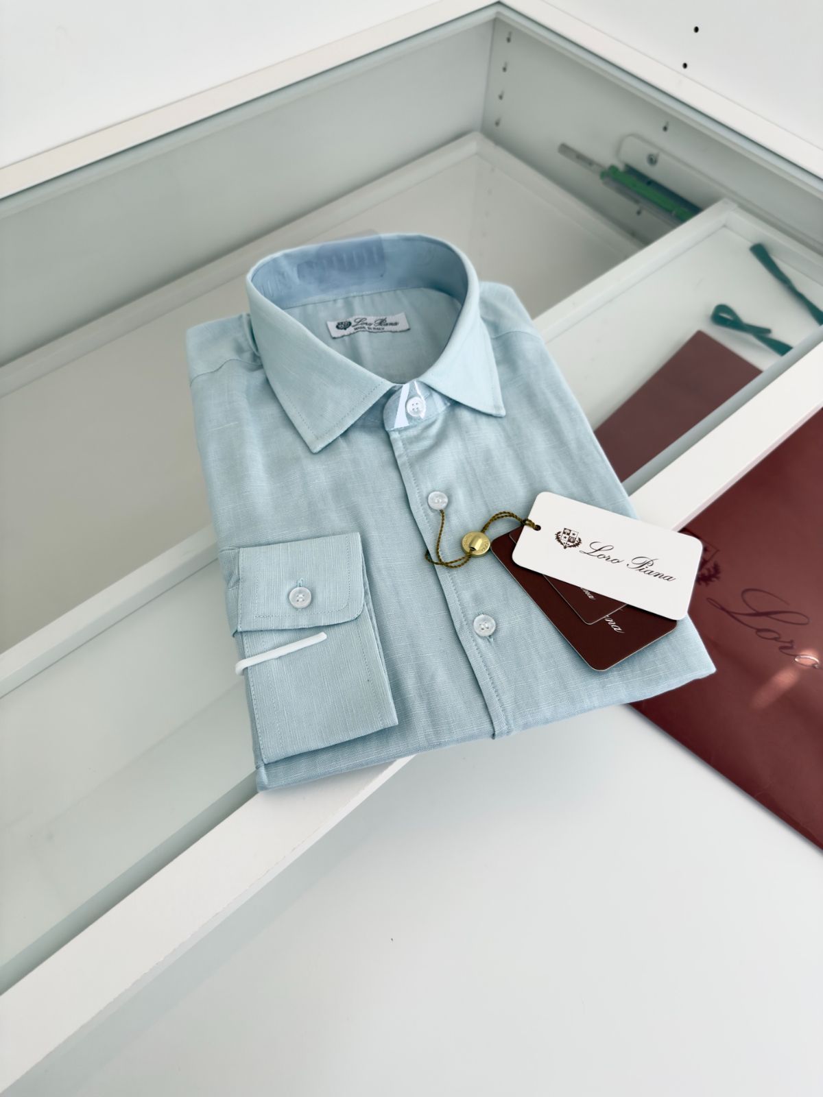 ロロピアーナ コットンリネン マルチストライプ 長袖シャツ