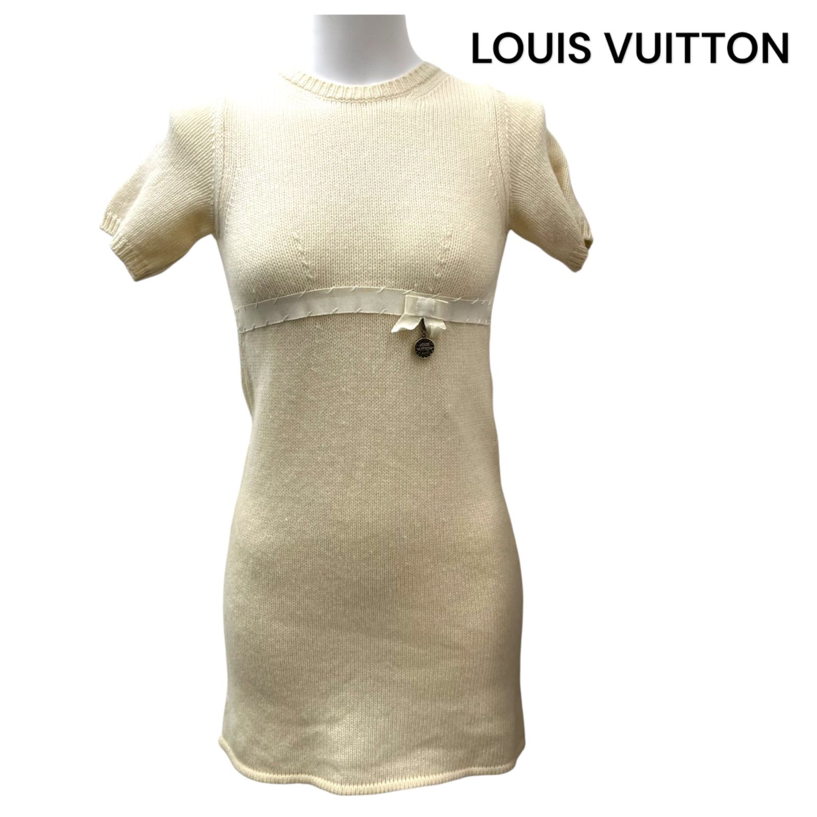Louis Vuitton 半袖ミニワンピースコットン100サイズS □Louis Vuitton ルイヴィトン ニットワンピース 半袖 ミニ