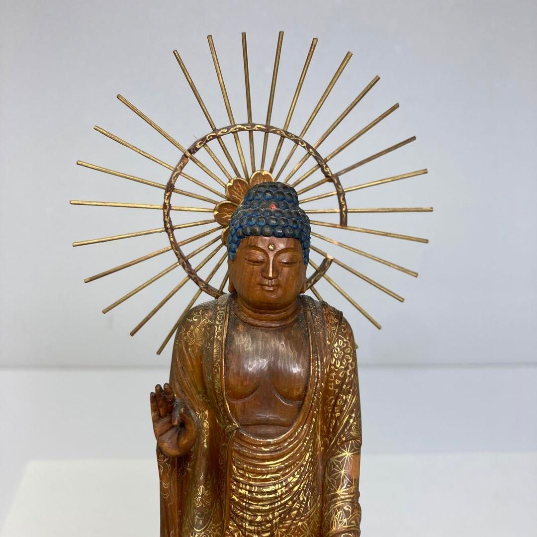 時代 上手 彩色 阿弥陀仏 立像 トヒオ 東さ6-0709