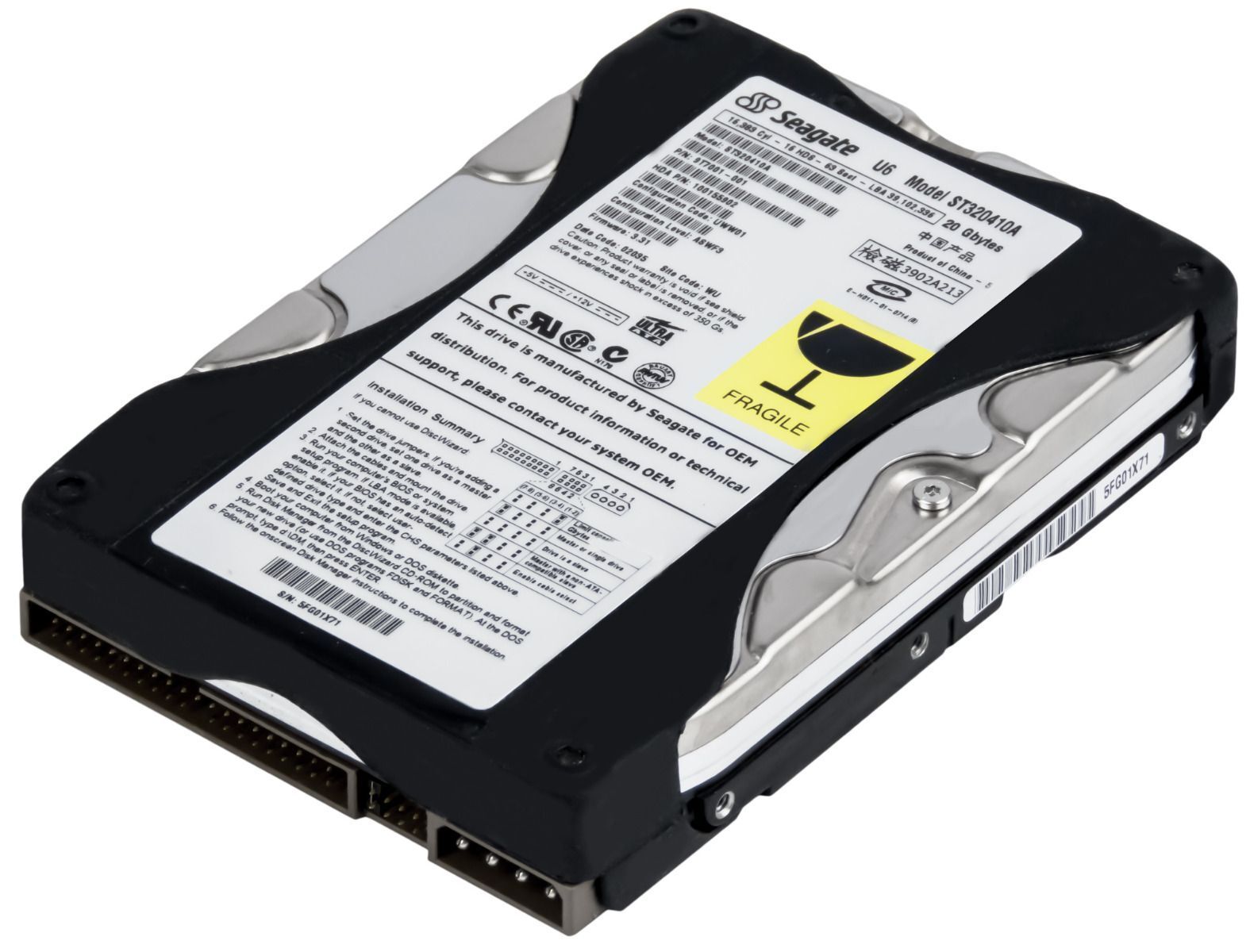 ハードドライブ Seagate 20GB U シリーズ 6 ST320410A 5400RPM ATA 3.5