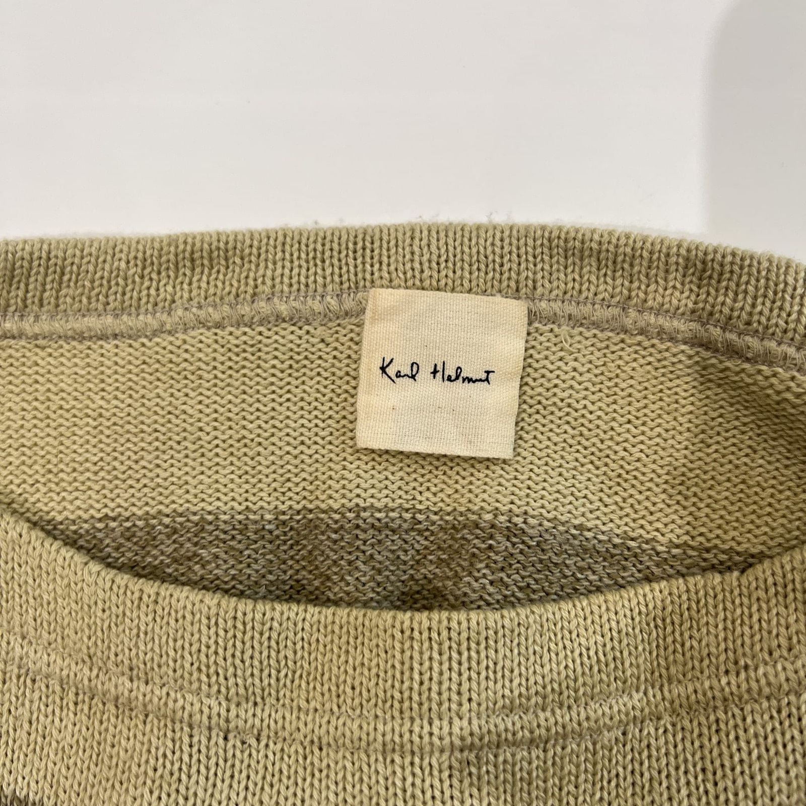 Karl Helmut カールヘルム ロゴ刺繍 ボーダー柄 リネン混