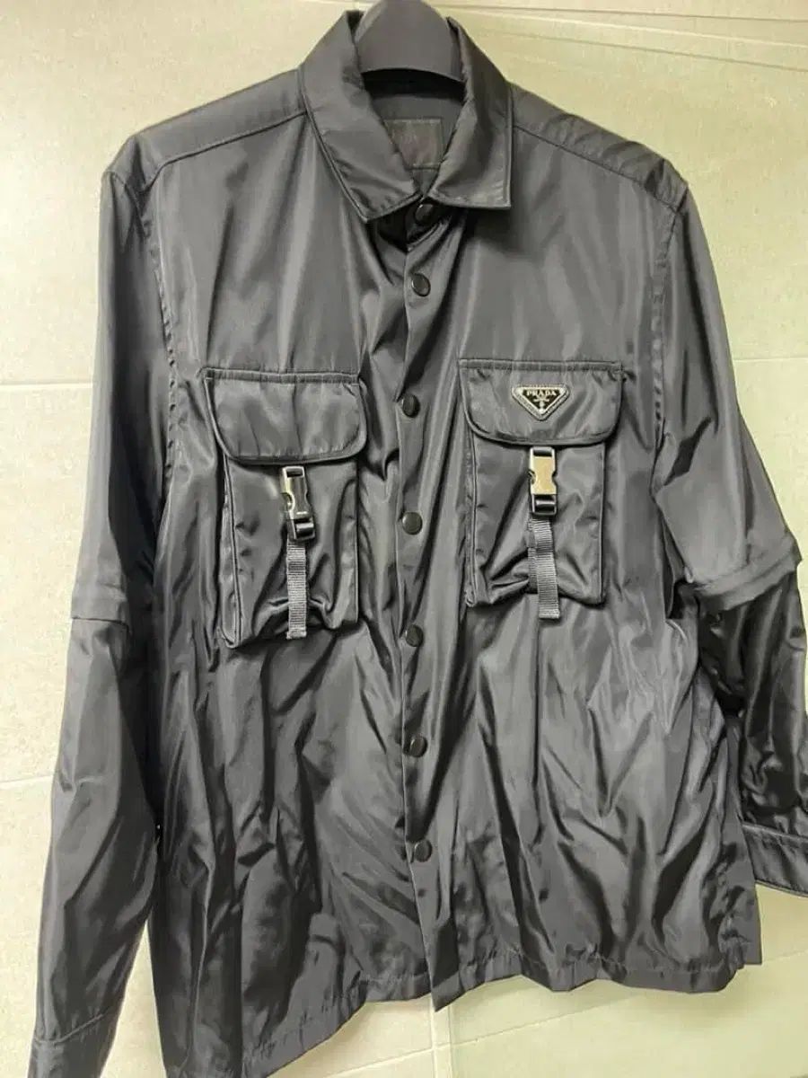 XL PRADA プラダ リナイロン SC548 取り外し なアーム オーバーサイズシャツ ジャケット