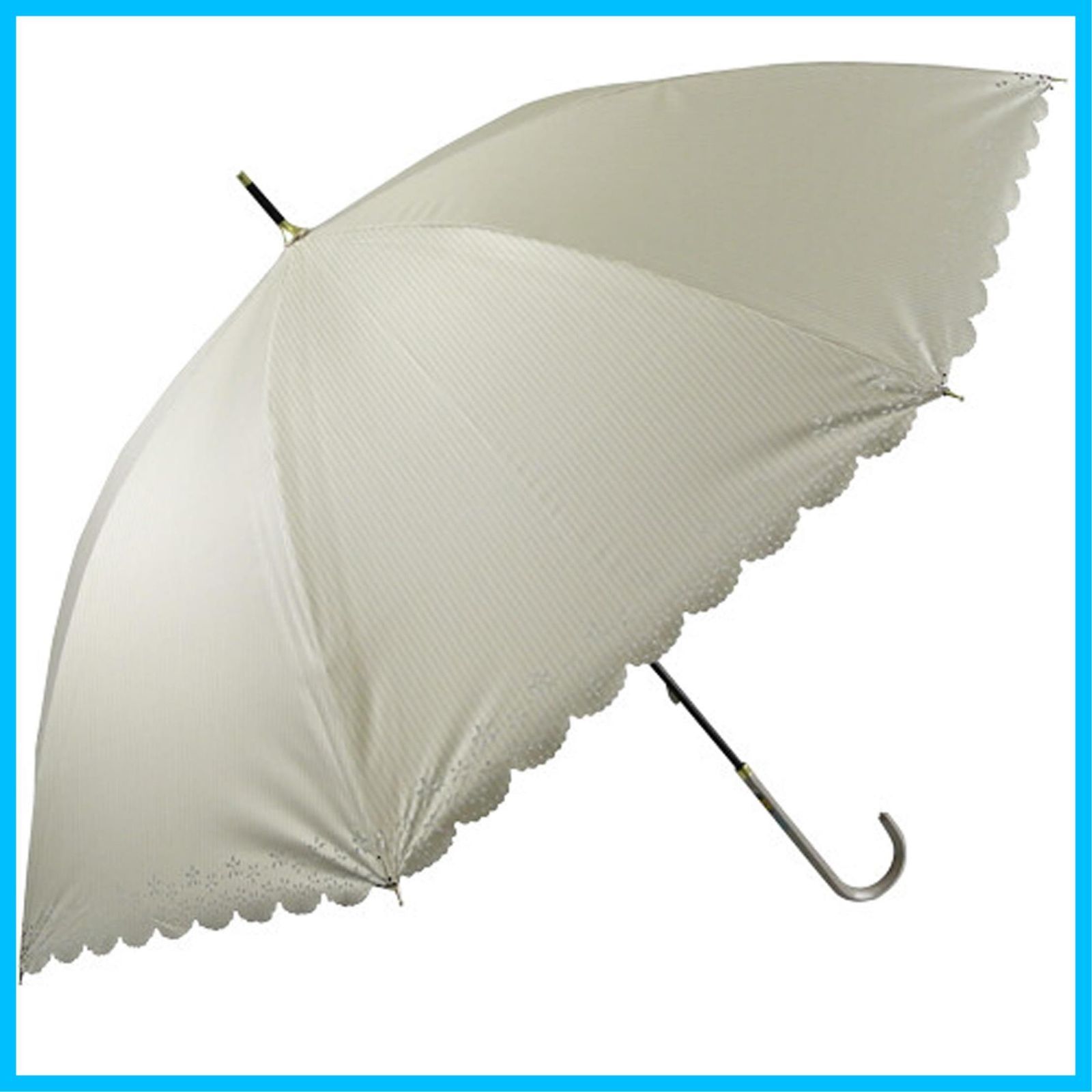 内側特殊コーティング 一級遮光 UPF 50 遮熱 軽量 UＶカット100 丈夫 55 cm 耐風 グラスファイバー親骨 レディース 手開き かわいい 晴雨兼用 縁 日傘 花柄 長傘 フリルカット ストライプ ベーシック ベージュ