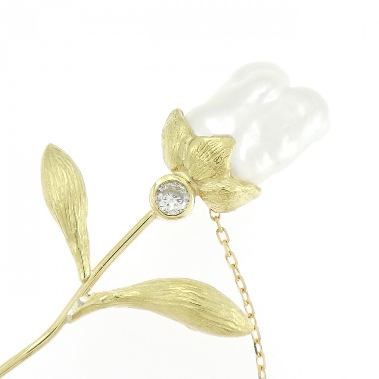 K18PG 白蝶パール ブローチ