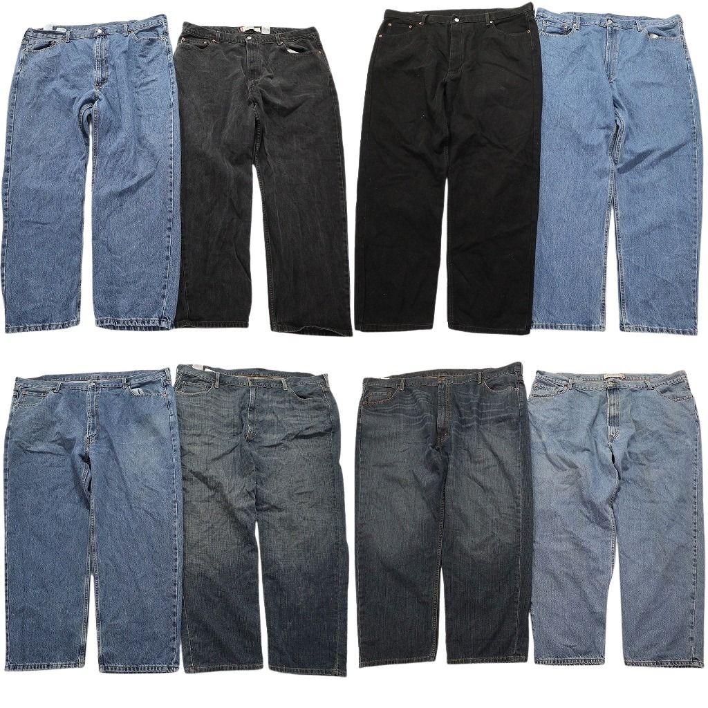 古着卸 リーバイス 550 デニム パンツ 8枚セット メンズ 44 |46 |48 |52 ブラックデニム ヒゲ コインポケット 古着 NC1251