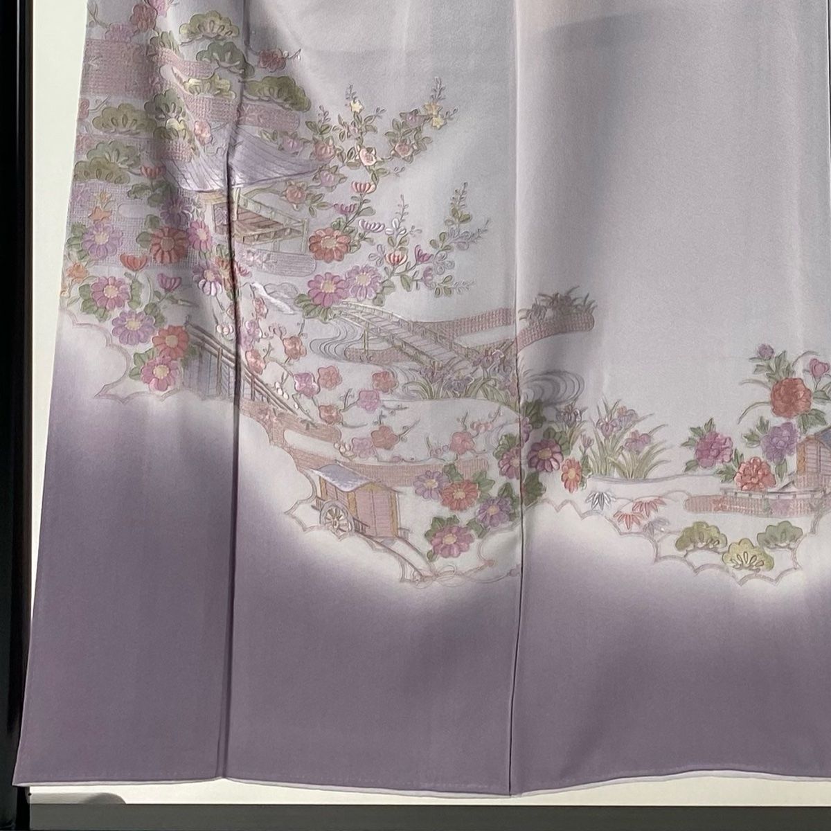 セミアンティーク 付け下げ アイボリー 薄い赤紫 枝花 身丈165.0cm
